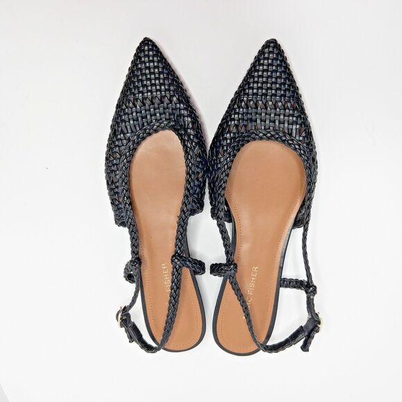 Marc Fisher Woven Slingback Kelysa Ballet Flat Black Pointed Toe Womens Size 8.5 - Picture 4 of 14